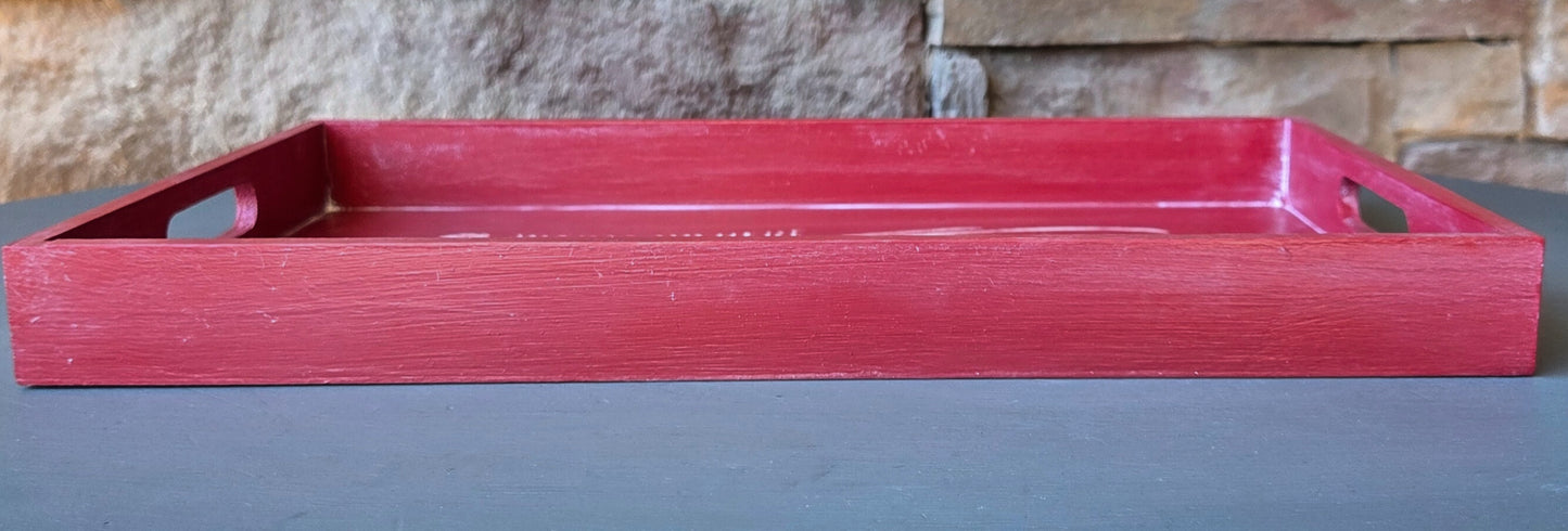 “Warm Up Here” Hot Cocoa Bar Serving Tray - RED