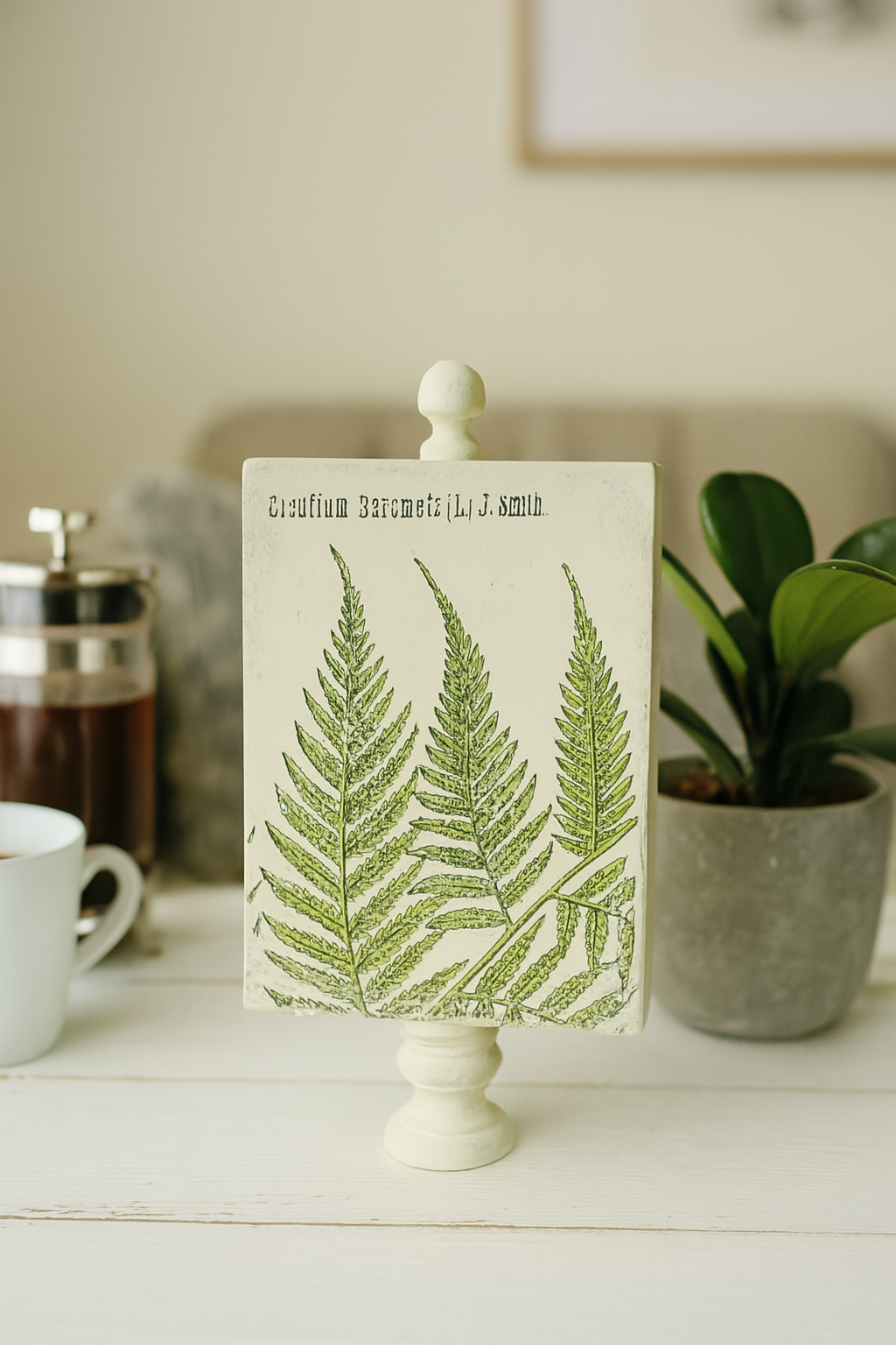 Botanical Fern Plaque on Pedestal Stand (Large)