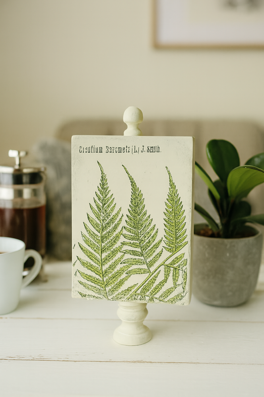 Botanical Fern Plaque on Pedestal Stand (Large)