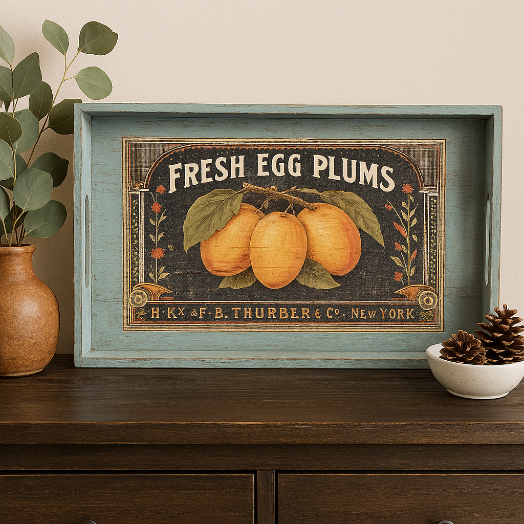Vintage-Style Egg Plums Decorative Tray