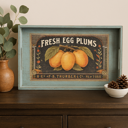 Vintage-Style Egg Plums Decorative Tray
