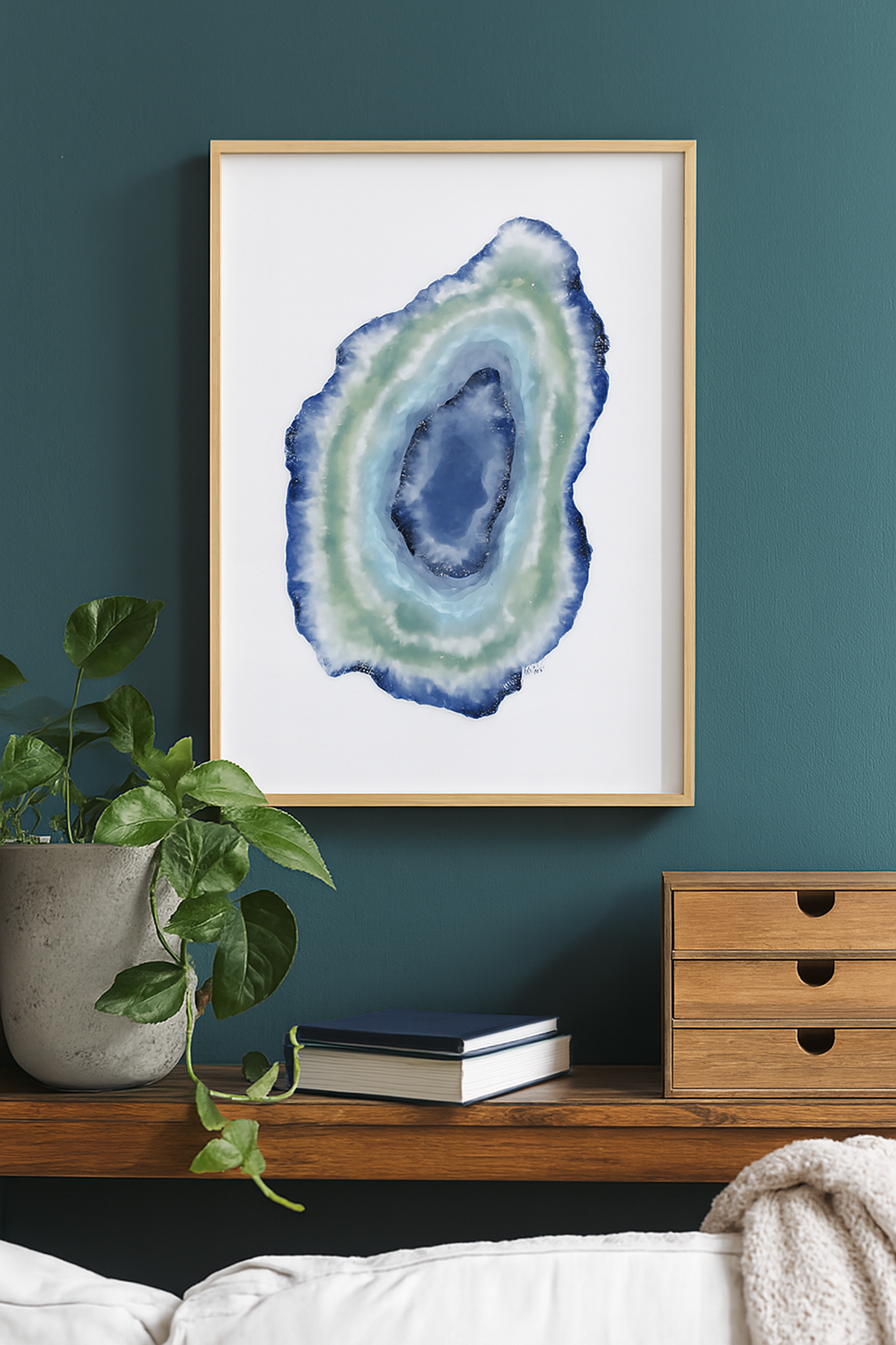 "Celestial Core" – Abstract Watercolor Geode Digital Print (Instant Download)