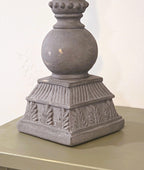 Charcoal Gray Leaf Finial: 19" Tall Stone-Textured Mantel Decor, Handcrafted Architectural Accent