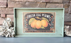 Decorative Wooden Tray with Antique-Style Fruit Label