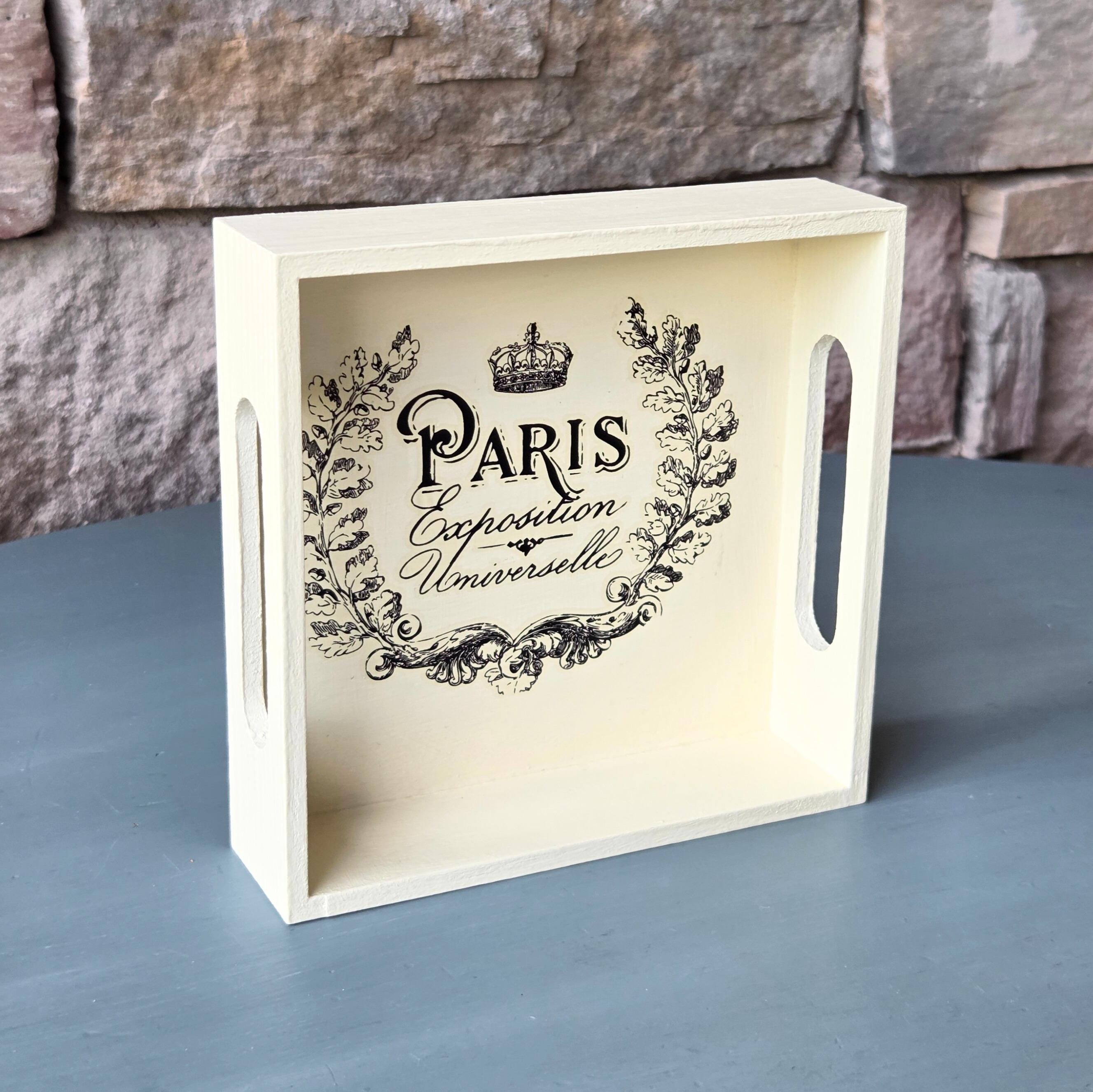 Paris Exposition Tray: Vintage-Inspired 6" Decorative Wood Accent, French World Fair Decor