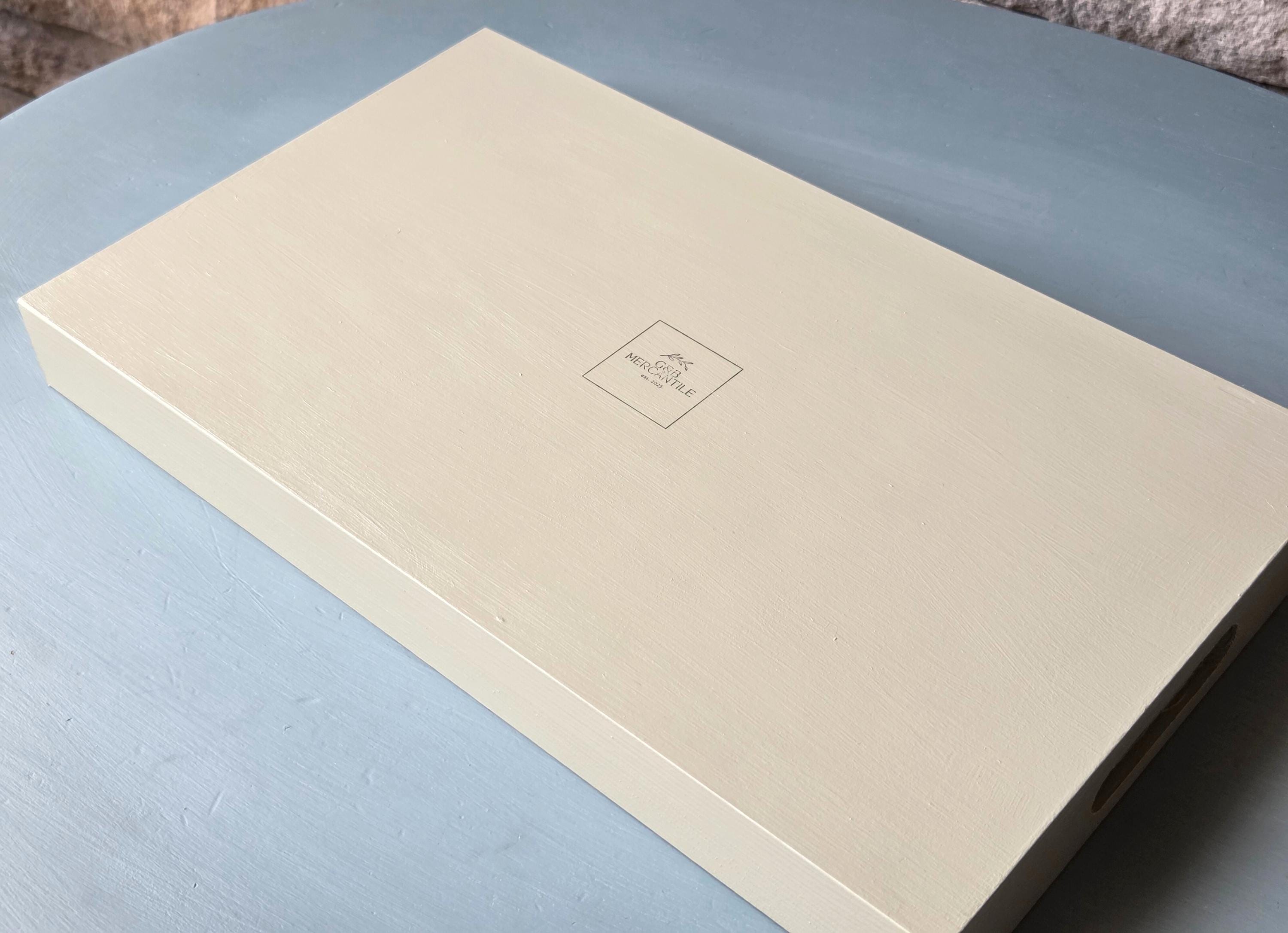 Sage Green French Tray: Vintage Ephemera Wooden Kitchen Decor, Botanical Serving Tray