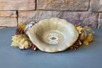 Vintage-Style Ceramic Trinket Dish Ox Marrow Pomade Label Scalloped Edge & Gold Detail