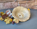 Vintage-Style Ceramic Trinket Dish Ox Marrow Pomade Label Scalloped Edge & Gold Detail
