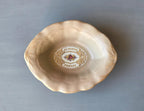 Vintage-Style Ceramic Trinket Dish Ox Marrow Pomade Label Scalloped Edge & Gold Detail
