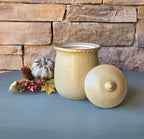 Rustic Ceramic Kitchen Canister Sage Green Textured Jar with Lid Fall Farmhouse Decor