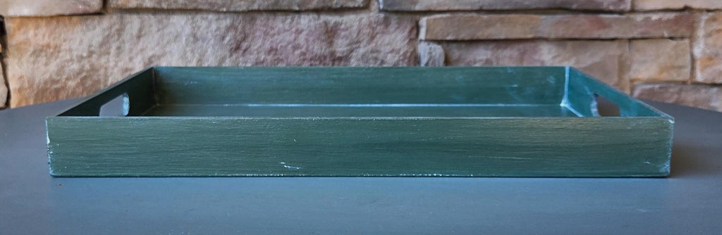 Hot Cocoa Bar - Rustic Green Wooden Serving Tray