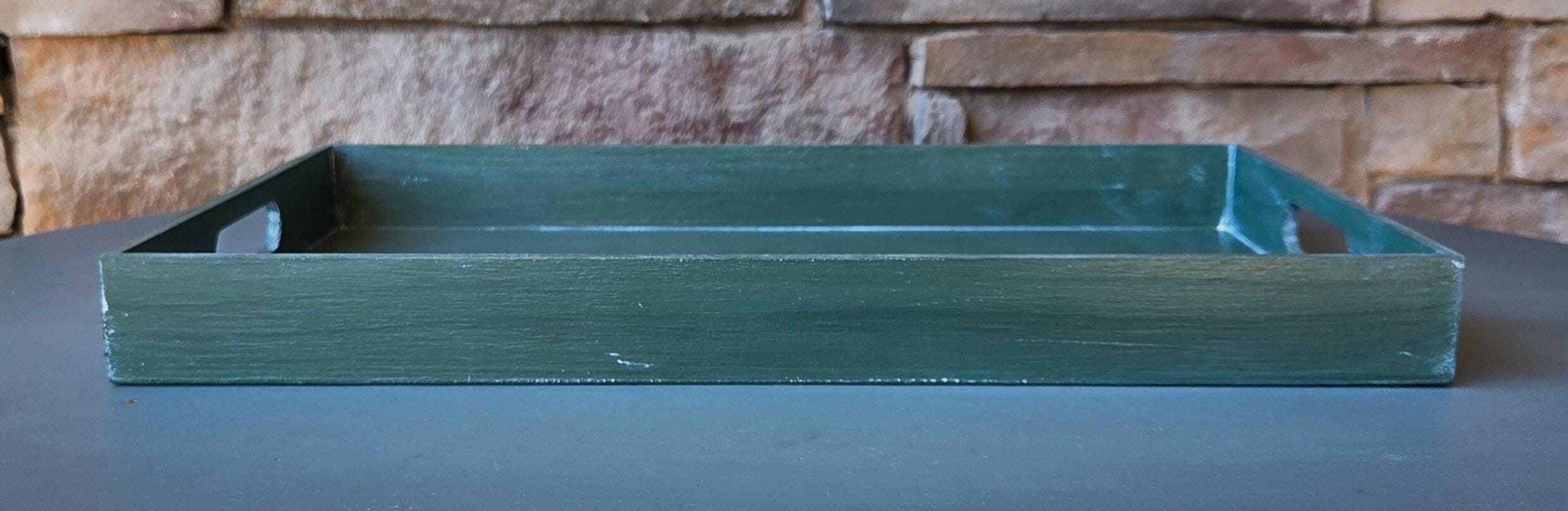 Hot Cocoa Bar - Rustic Green Wooden Serving Tray