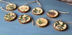 Nature-Inspired Botanical Wood Slice Ornament: Rustic Nature Decor