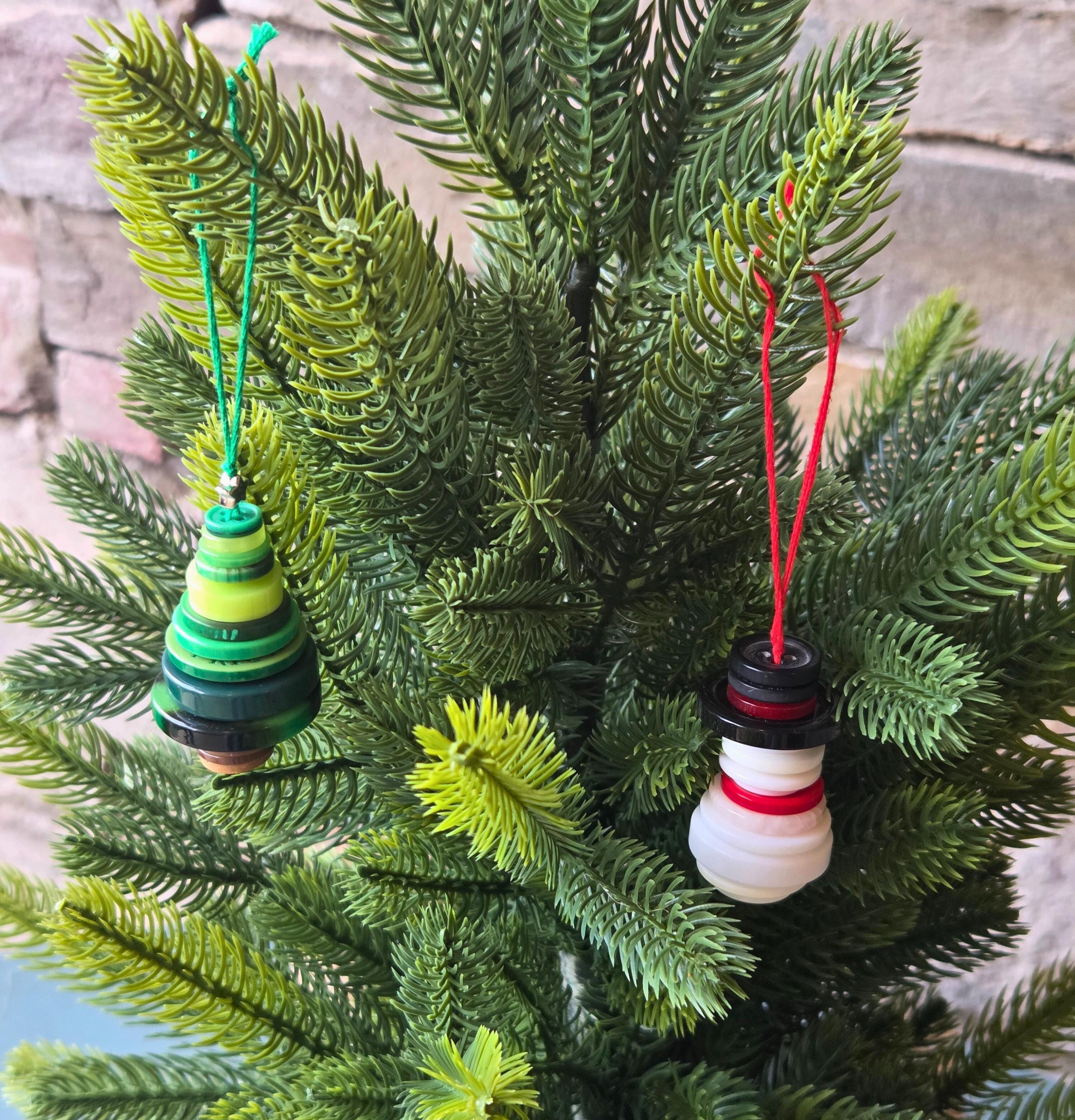 Stacked Button Snowman Ornament  Handmade Holiday Decor & Whimsical Gift