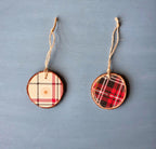 Rustic Plaid Wood Slice Ornaments  Handmade Holiday Decor