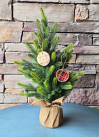 Rustic Plaid Wood Slice Ornaments  Handmade Holiday Decor
