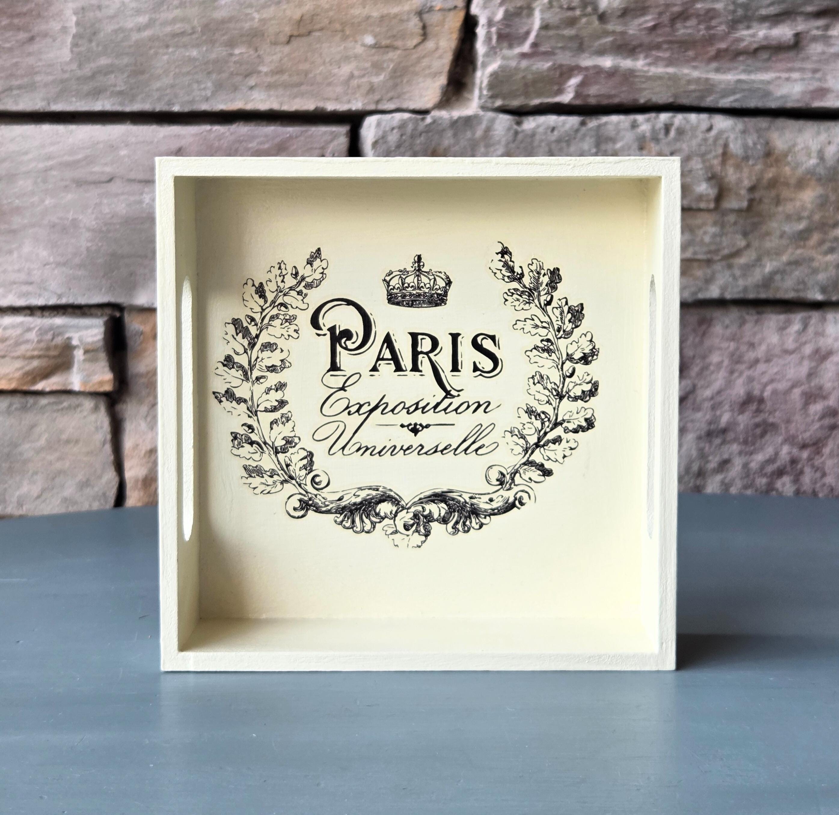 Paris Exposition Tray: Vintage-Inspired 6" Decorative Wood Accent, French World Fair Decor