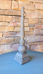Charcoal Gray Leaf Finial: 19" Tall Stone-Textured Mantel Decor, Handcrafted Architectural Accent