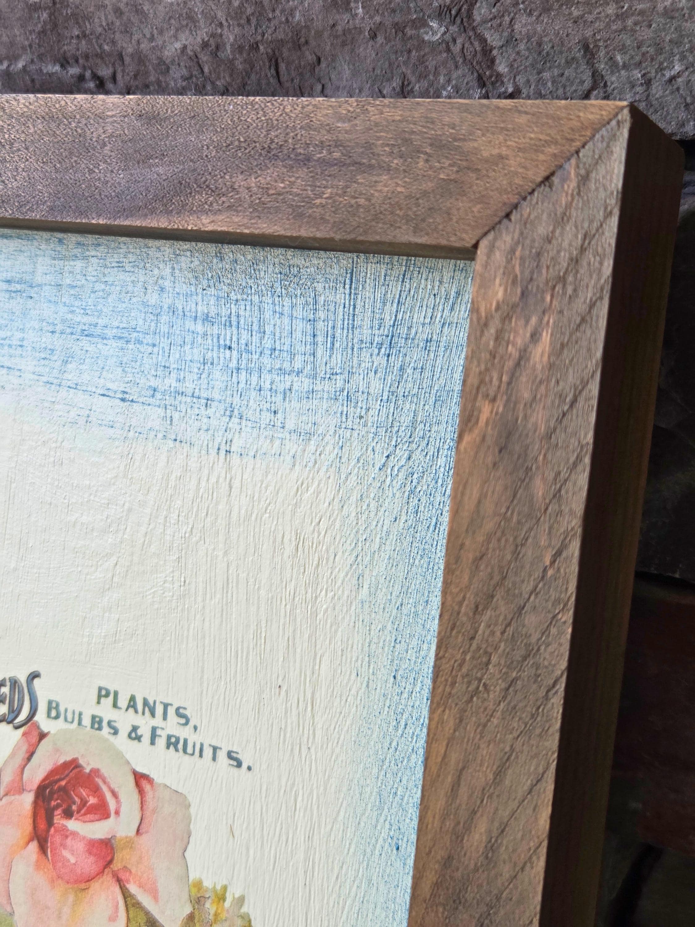 Vintage Seed Catalogue Wall Art, Framed 18x12, Rustic Farmhouse Print, Mays Garden Décor