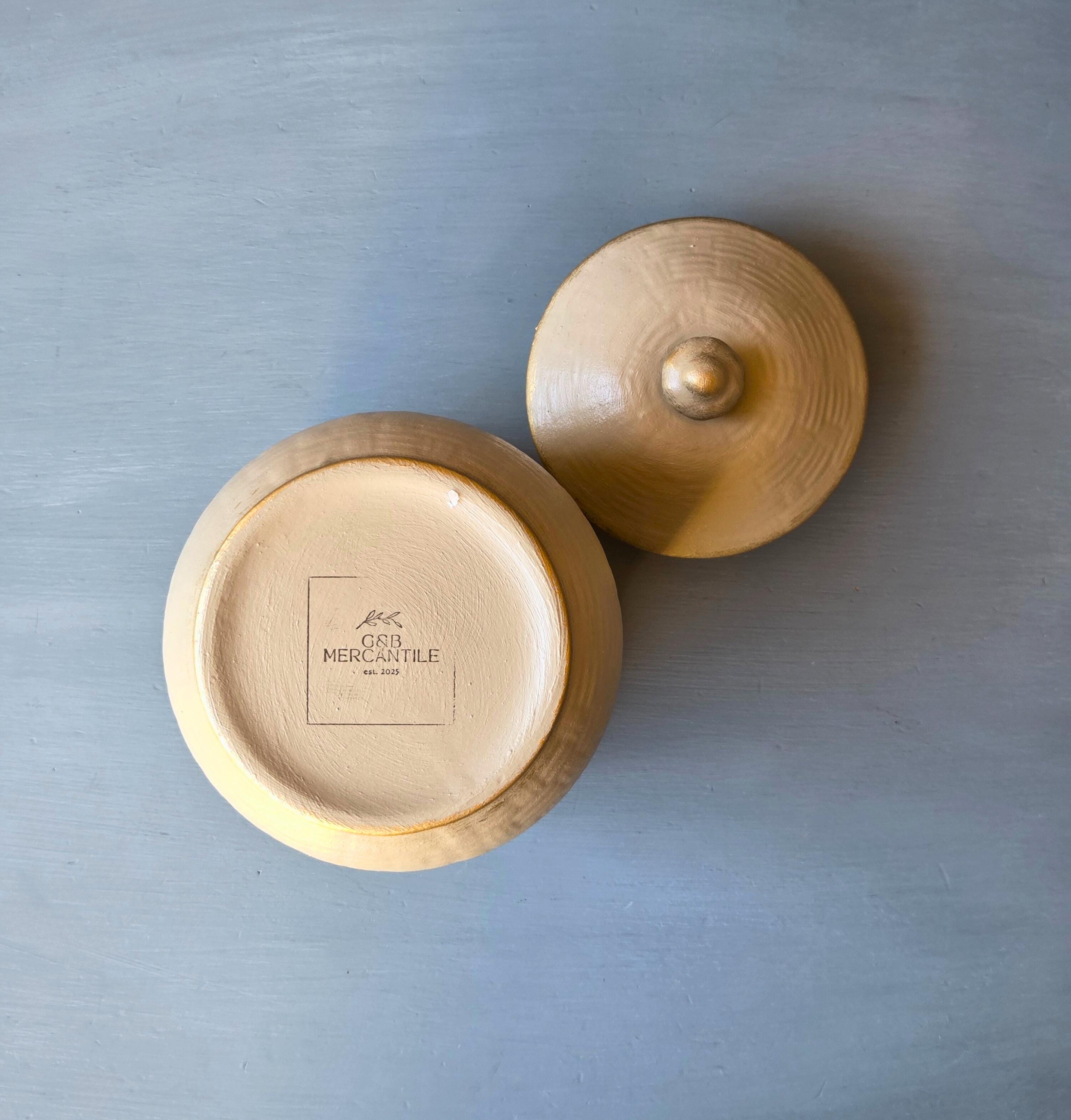 Rustic Ceramic Kitchen Canister Sage Green Textured Jar with Lid Fall Farmhouse Decor