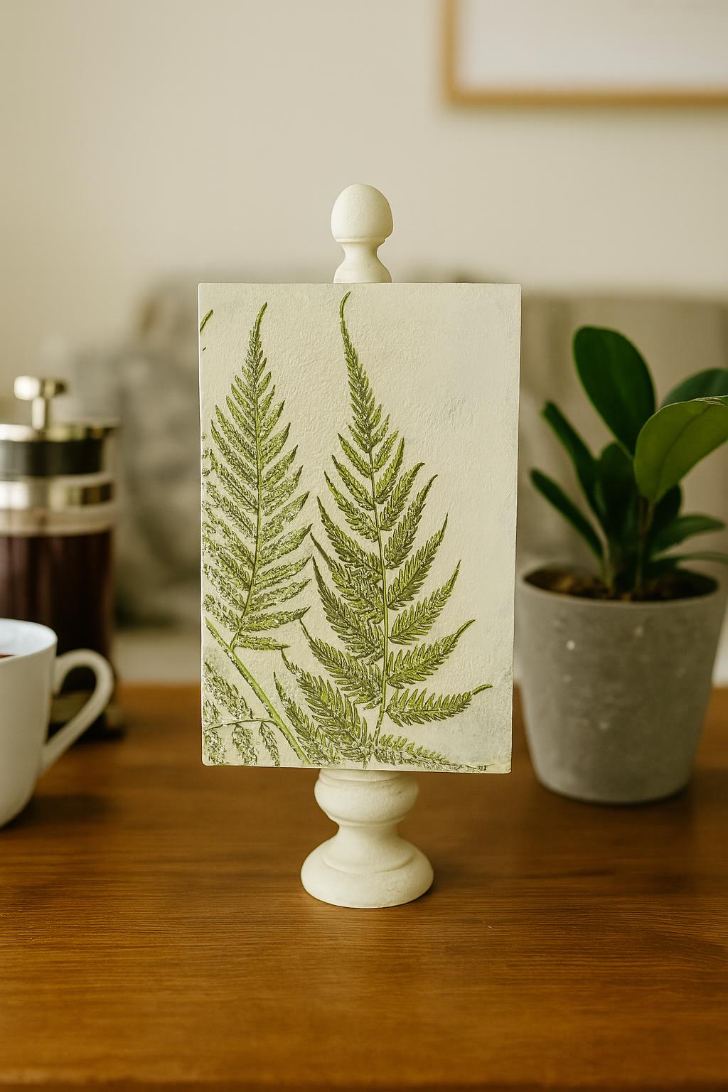 Vintage Botanical Fern Print - Small, Nature-Inspired, Rustic Shelf Accent