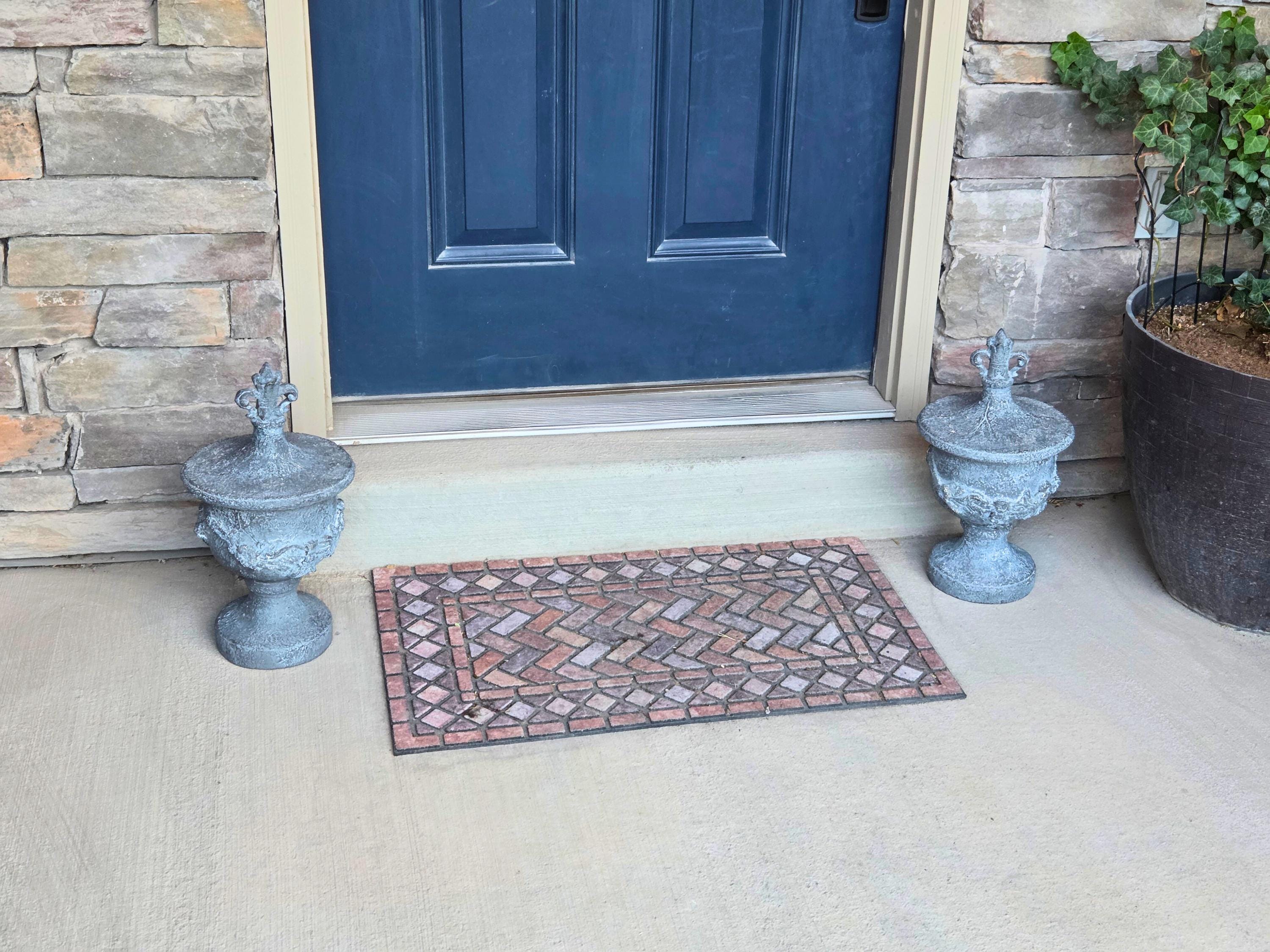 Decorative Resin Urn with Cherub Relief  16.5" Tall Classical Accent with Fleur-de-Lis Finial